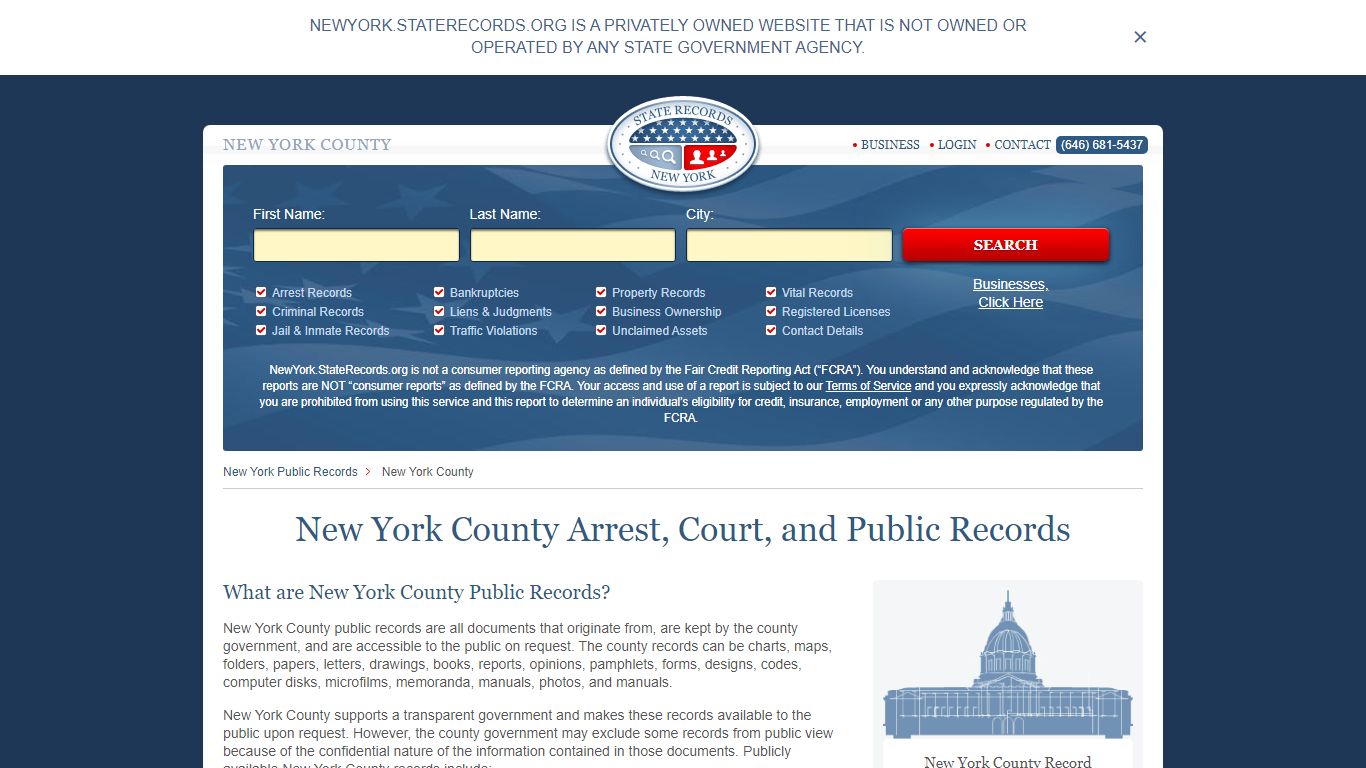 New York County Arrest, Court, and Public Records